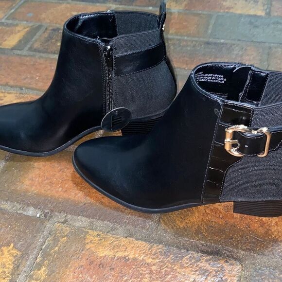 London Fog collection water resistant black ankle boots LFW-HARMONY size 7 NEW - Picture 2 of 13